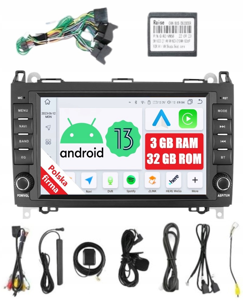 2DIN Autorádio S Navigáciou Android Mercedes Benz A W169 3/32 Gb Dsp Carplay Lte