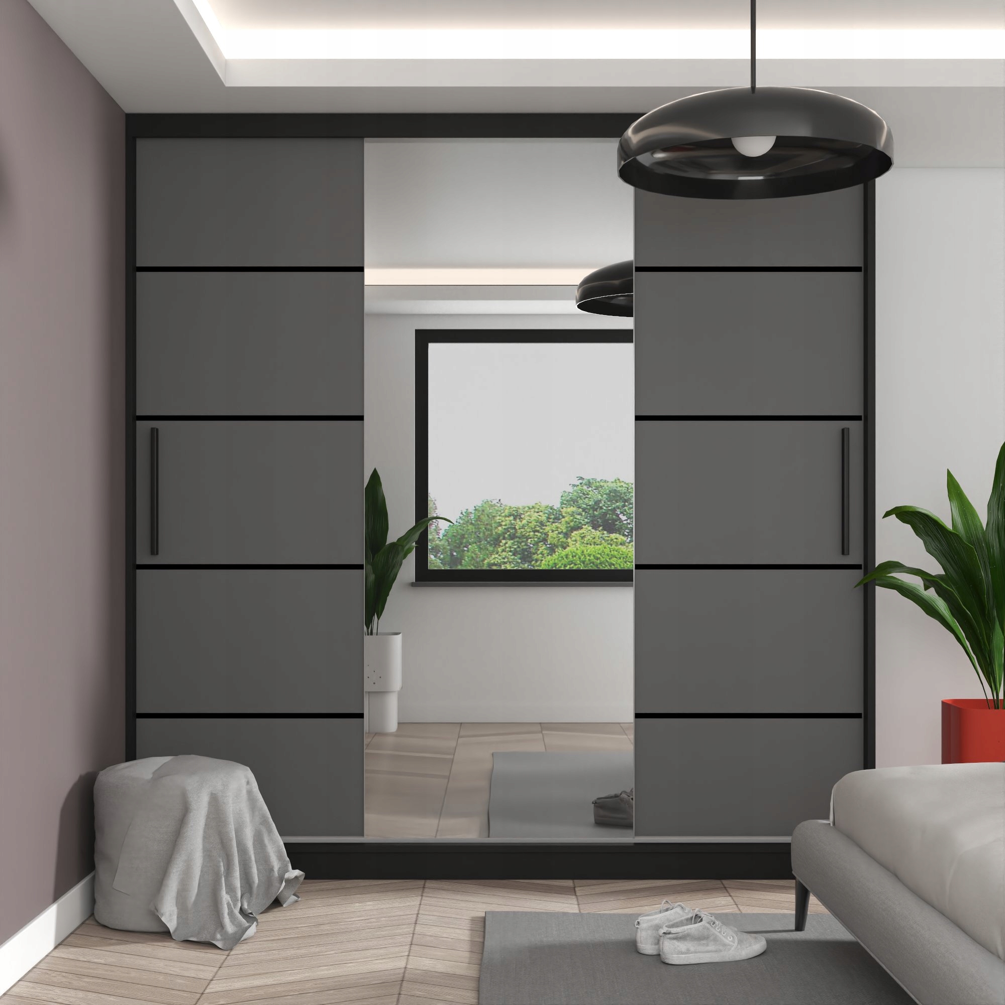 Szafa przesuwna PREMIUM z lustrem SZUFLADY 200 cm EAN (GTIN) 5904316242305