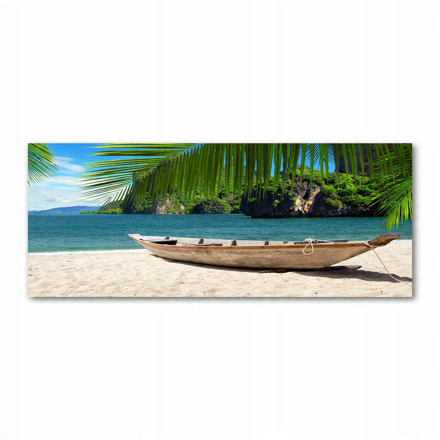 

Foto obraz akryl zdjęcie Łódka na plaży 125x50 cm