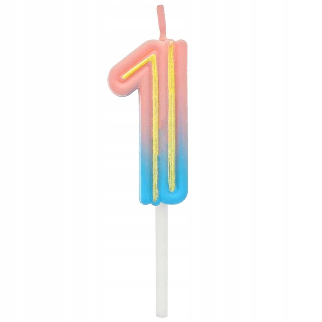 

Świeczka na tort Cyferka 1 neon Ombre urodziny