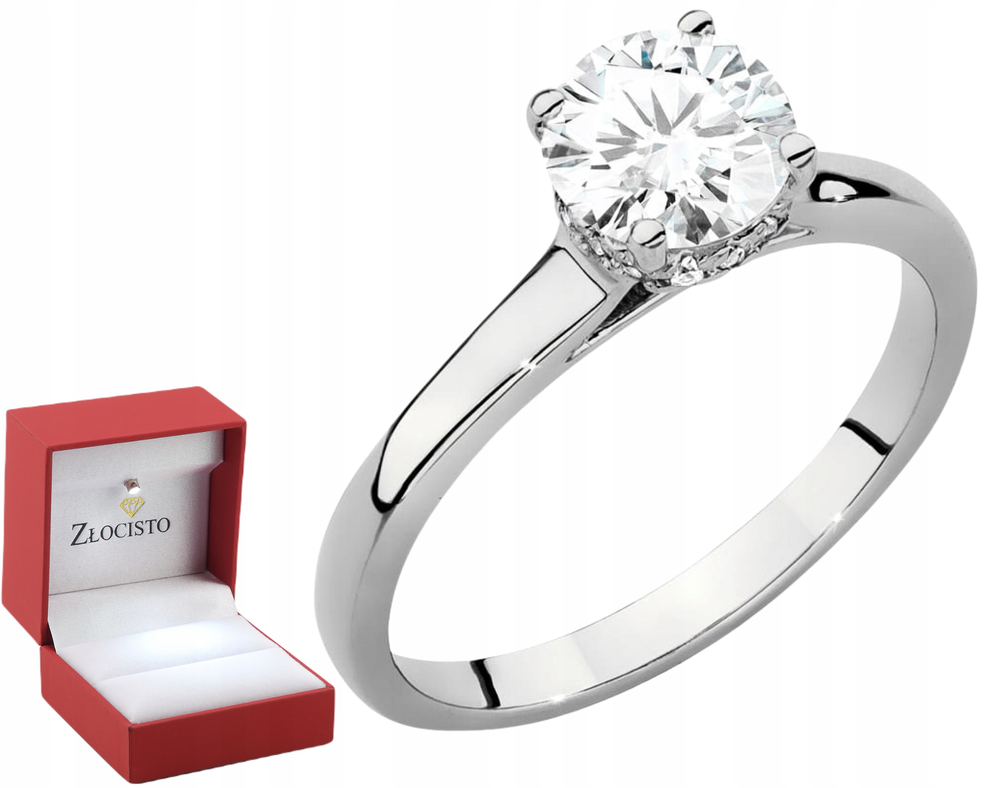 Elegantní Prstýnek 585 Bílé Zlato Laboratorní Briliant Dárek