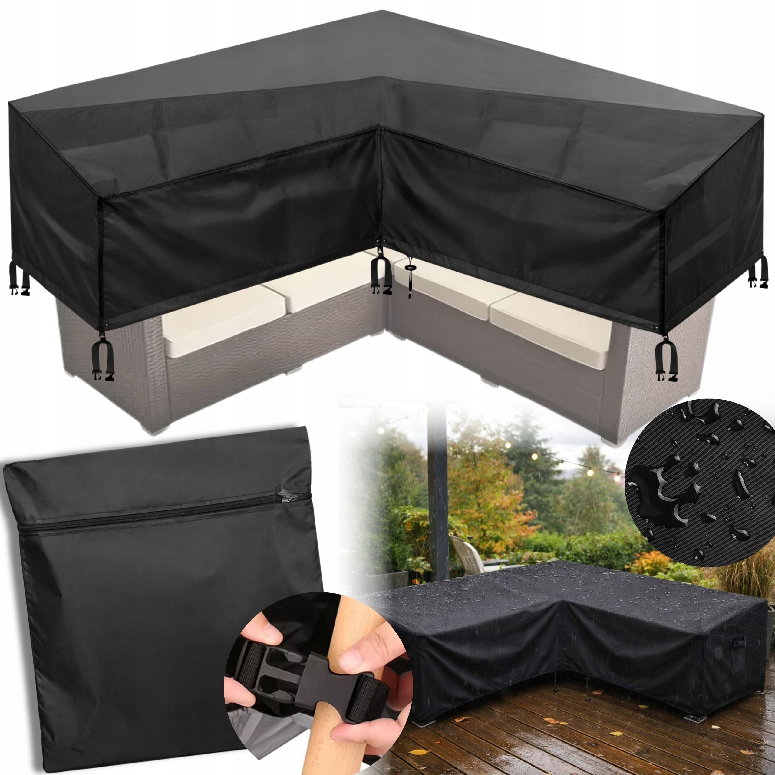 Obal Na Zahradní Nábytek Rohový Voděodolný 270x270x90 Oxford Černý