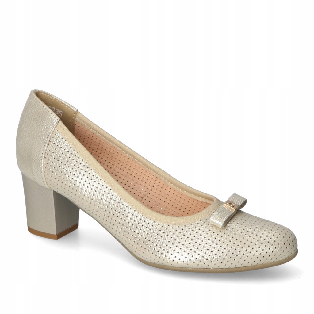 Dámské lodičky Arka Zlaté Semišové s ozdobou 40