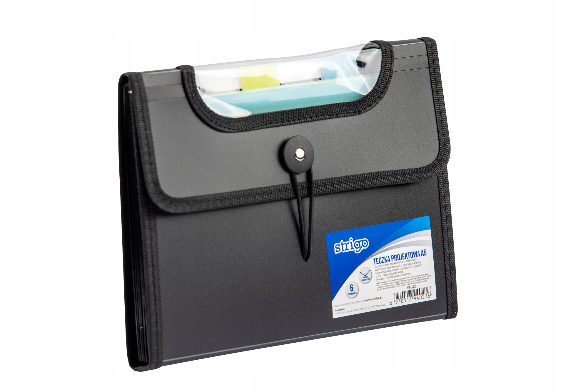 

Teczka Strigo V-file A5 z 6 przekładkami czarna