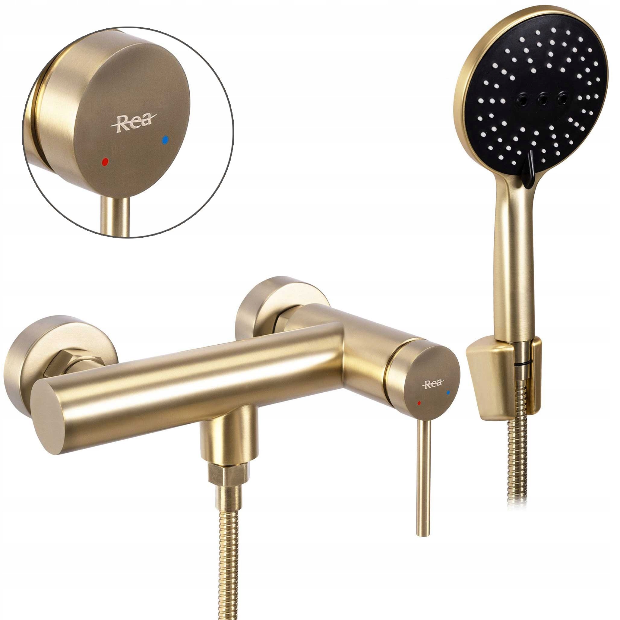Zlatá kartáčovaná sprchová baterie se sluchátkem Rea Foss