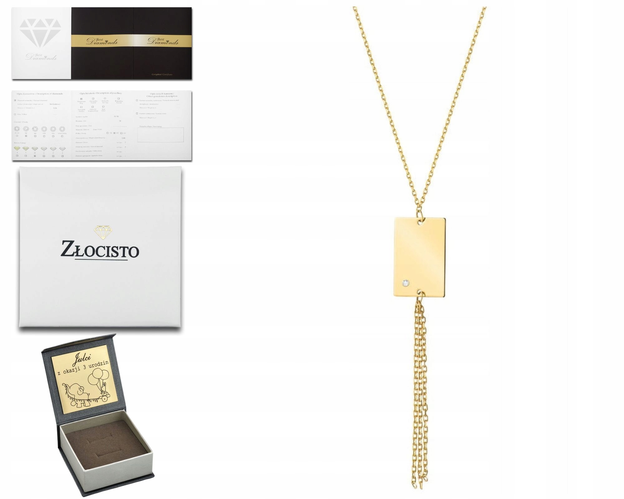 Zlatý Náhrdelník S Kravatou A Visícím Briliantem 585 Grawe