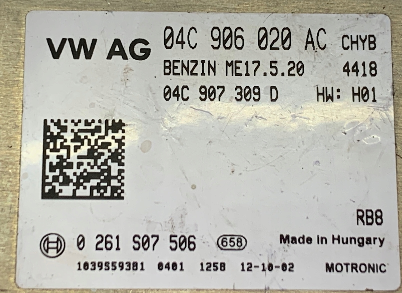 SKODA CITIGO VW UP module control unit computer of the engine 1.0 FSi 04C906020AC