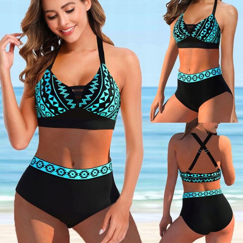 STRÓJ KĄPIELOWY DWUCZĘŚCIOWY KOSTIUM WYSOKI STAN SEXY BIKINI PUSH UP BOHO Marka Inna marka