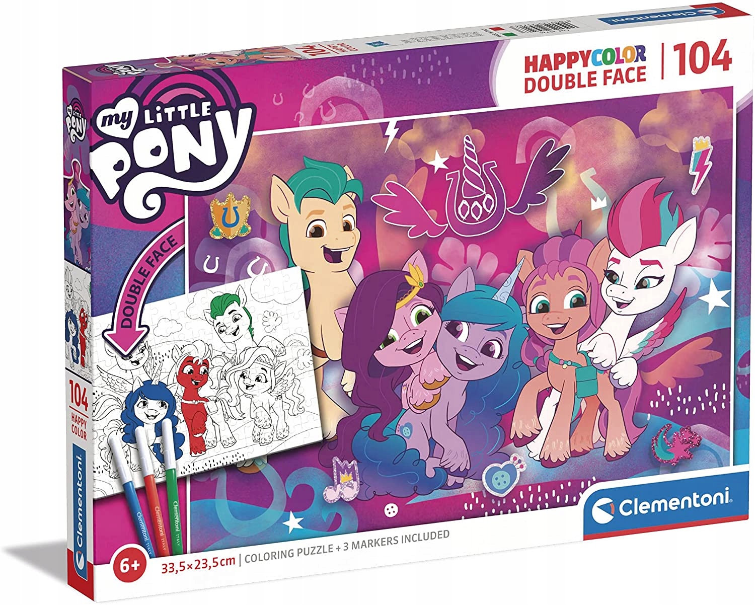 

Puzzle 104 My Little Pony dwustronne do kolorowani