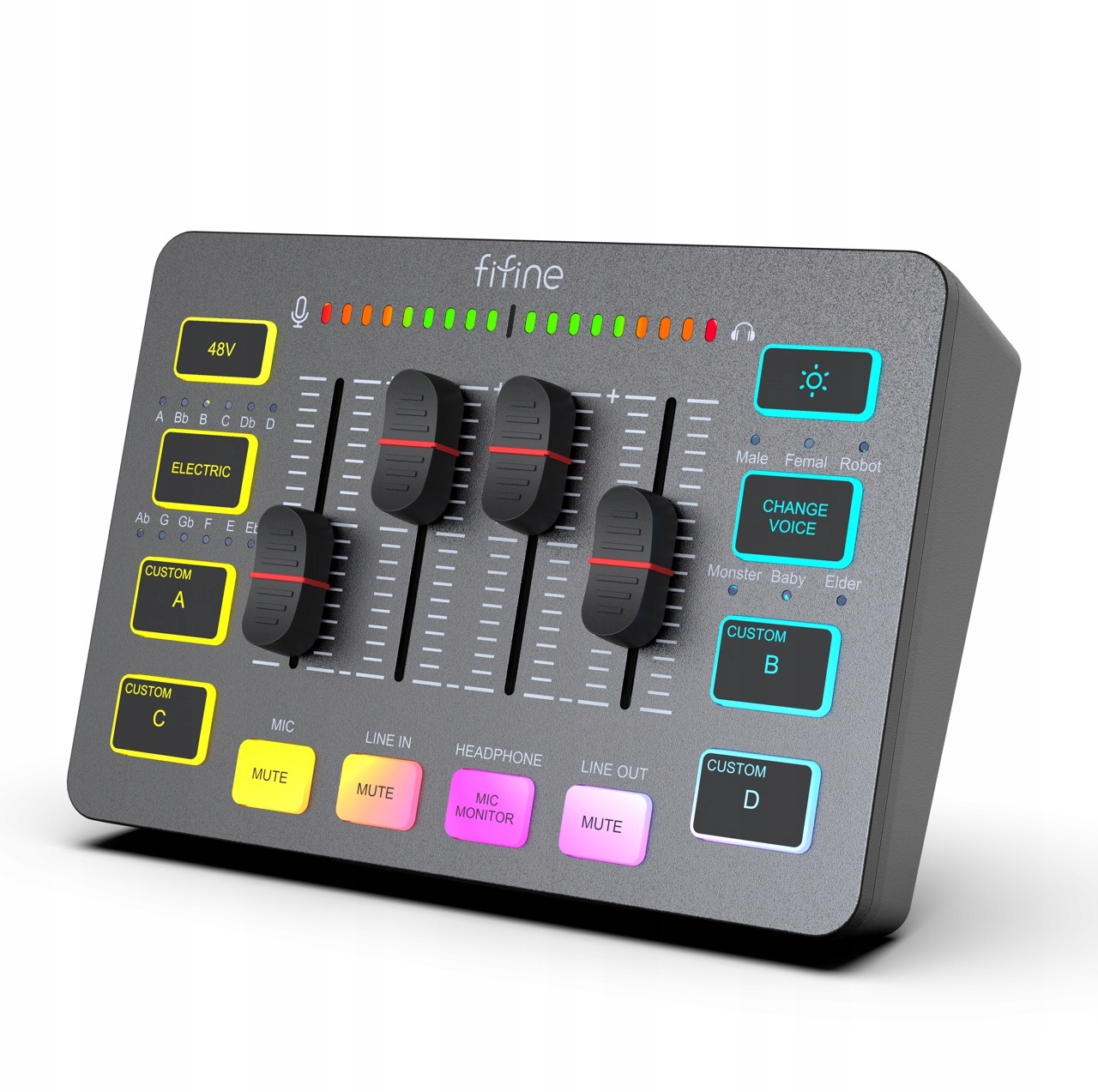 Audio mixér Fifine SC3 Usb/xlr 2-kanálový Rgb podsvícení, černý