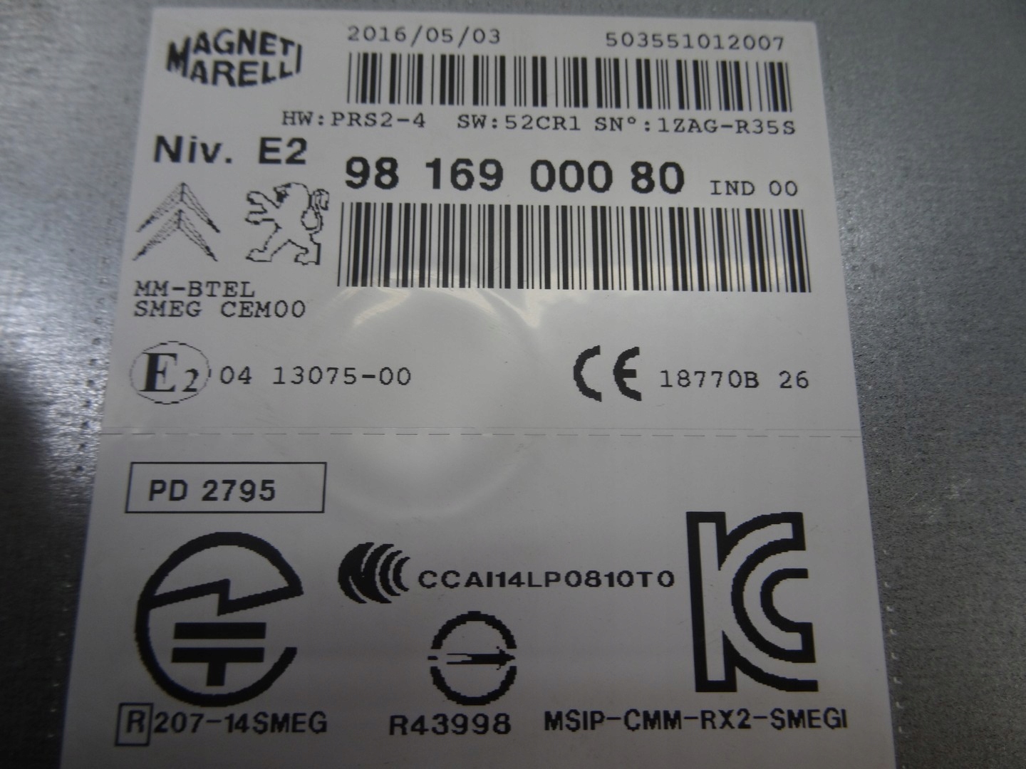 PEUGEOT 208 Radio 9816900080
