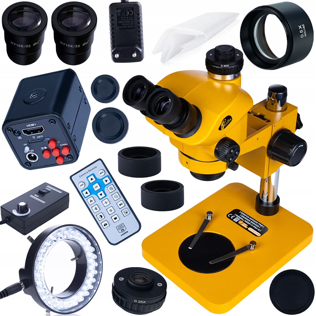 Mikroskop Sirius Trinokularový 7–50x 4K 16MP Čočka Led 56x Kamera Hq