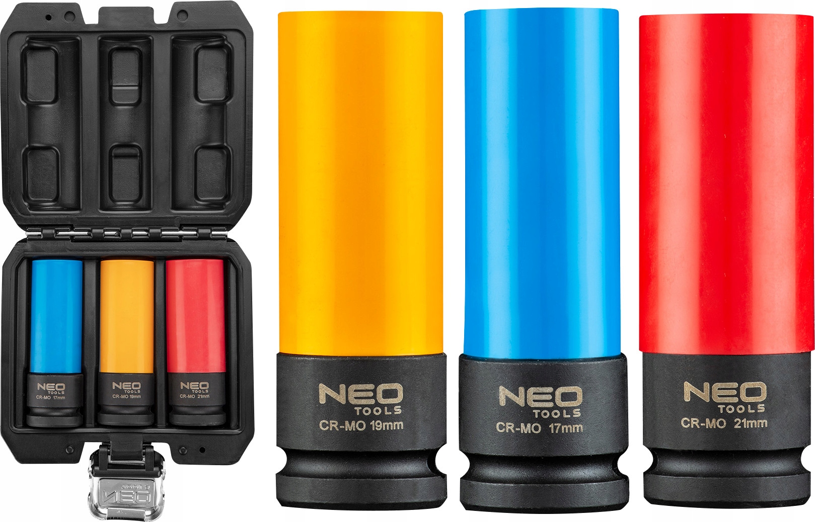 NEO NASADKI UDAROWE DO FELG ALUMINIOWYCH KÓŁ ZESTAW NASADEK 3szt 17-21mm