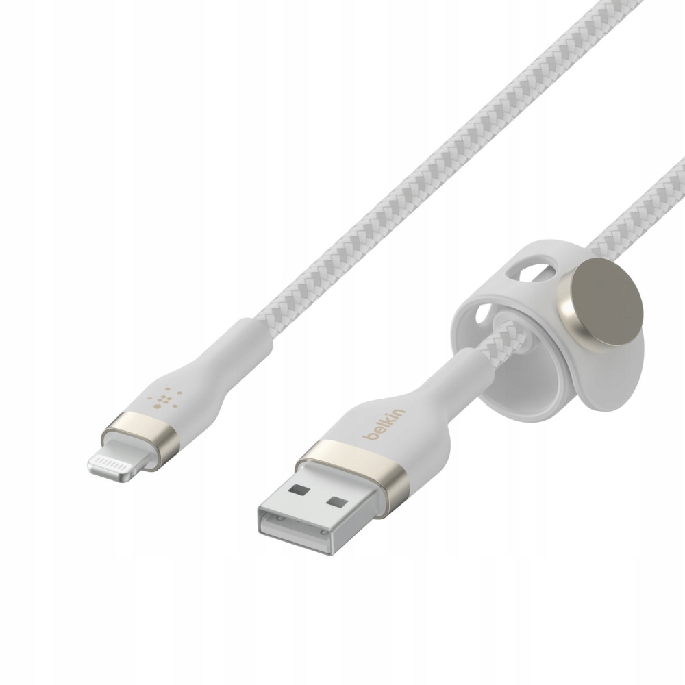 Pletený silikonový kabel Belkin Usb-a na Ltg, 2m, bílý