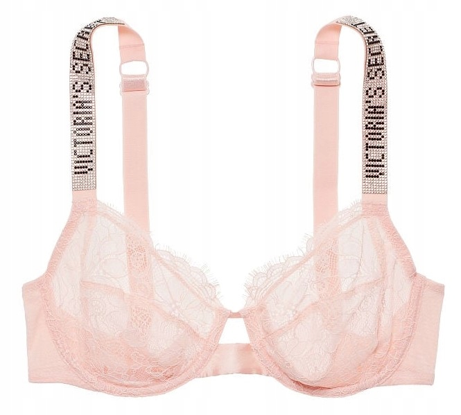 Krajková podprsenka Victoria's Secret s zirkony a logem růžové barvy 80G (36G)