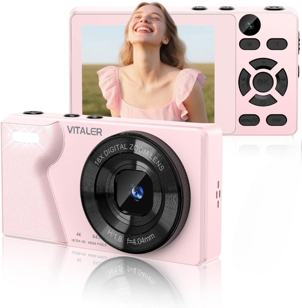Digitální Fotoaparát Vitaler 4K 64 Mp Kompaktní Kamera 2000MAH Ips 2.8 Palce Pro