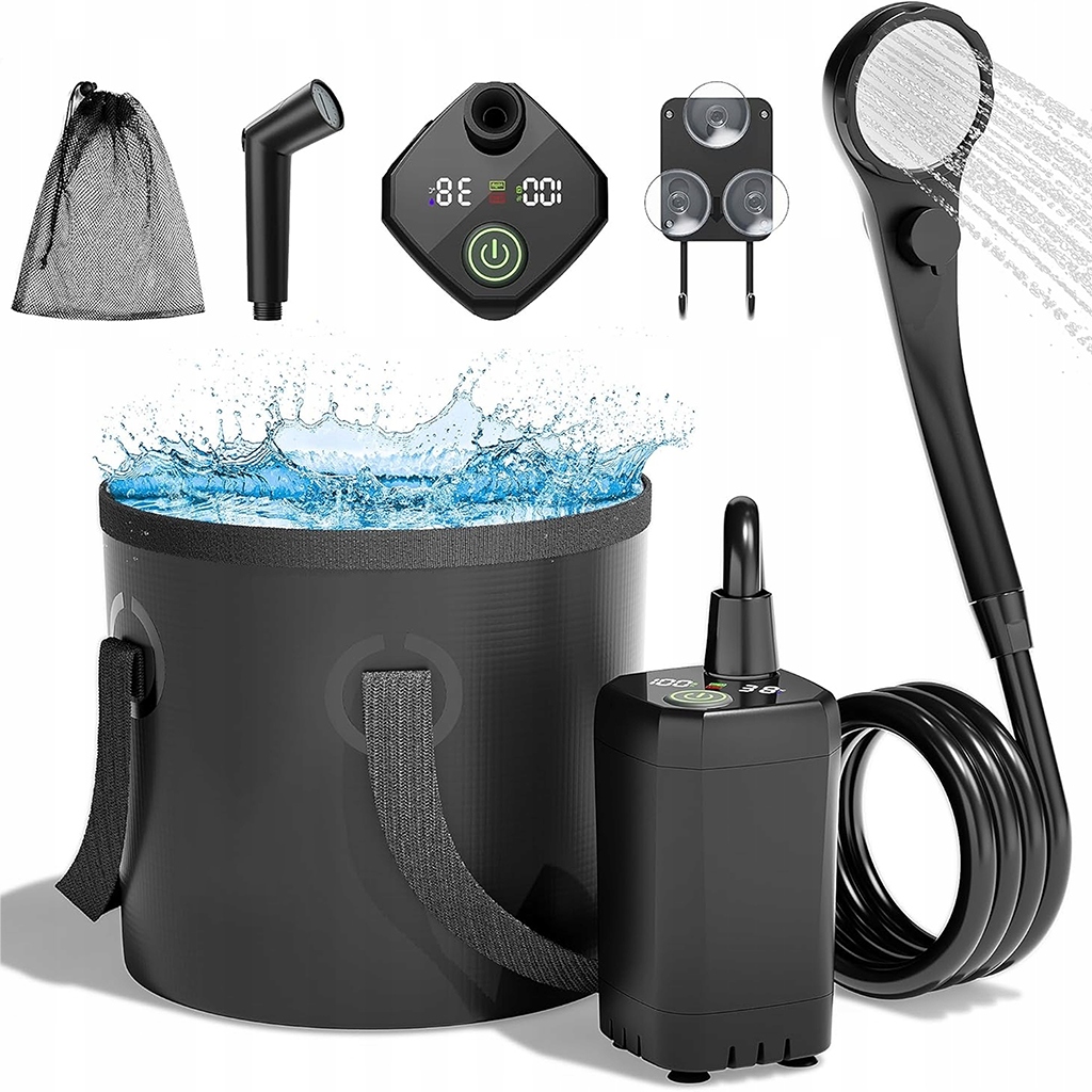 Prysznic Turystyczny Kempingowy Przenośny Pompa Elektryczna Z Wąż 2 M