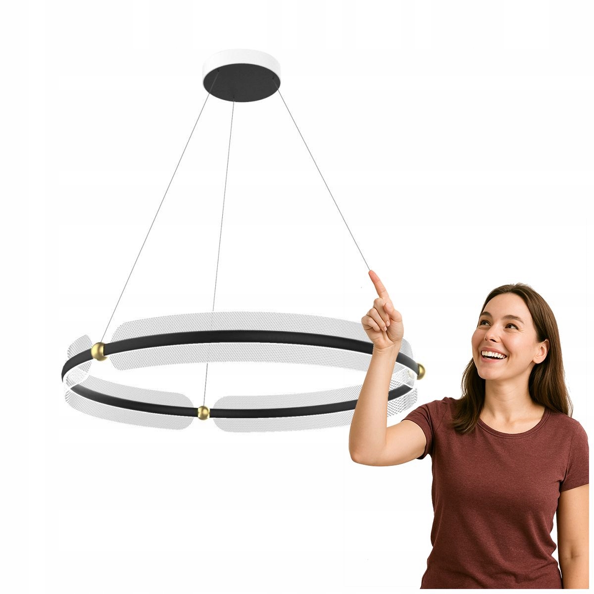 Led závesná lampa Faris 53W čierna zlatá do obývačky Italux