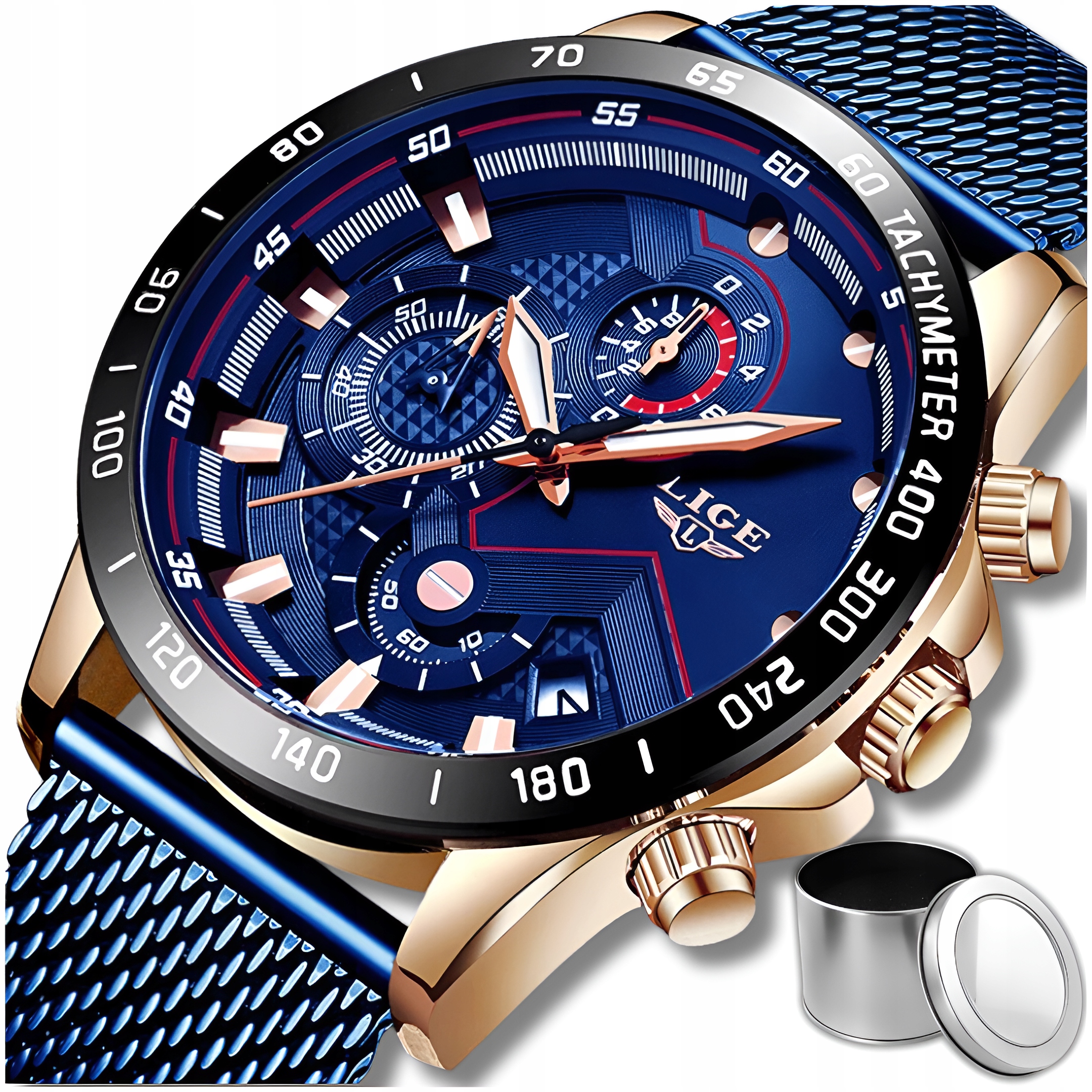 Pánské Hodinky Lige Klasický Elegantní Chronograf Datumovka 4 Barvy Krabička