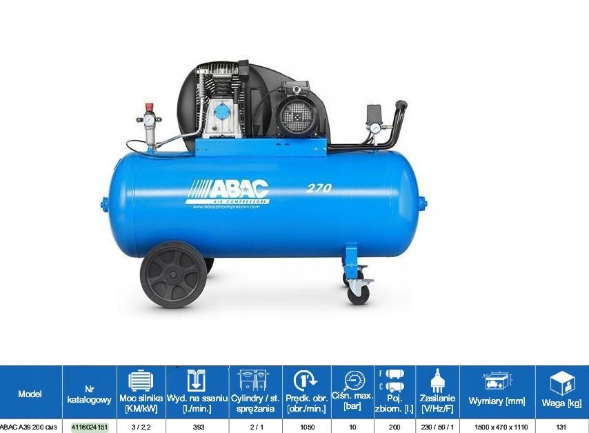 Kompresor olejowy ABAC 4116024151 Zasilanie sieciowe
