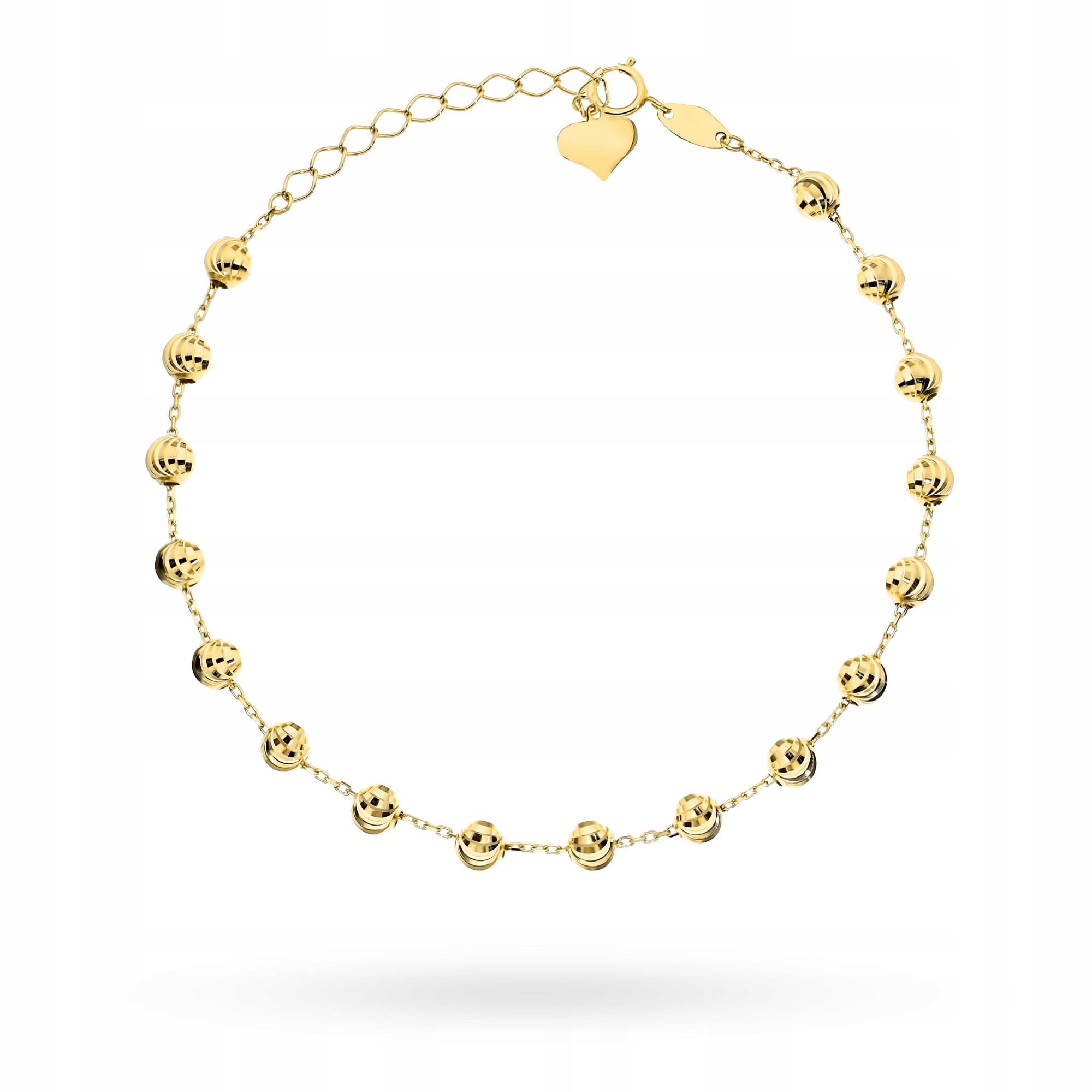 Zlatý Náramek Dámský pr. 585 Diamantové kuličky Kuličky 4mm 14k