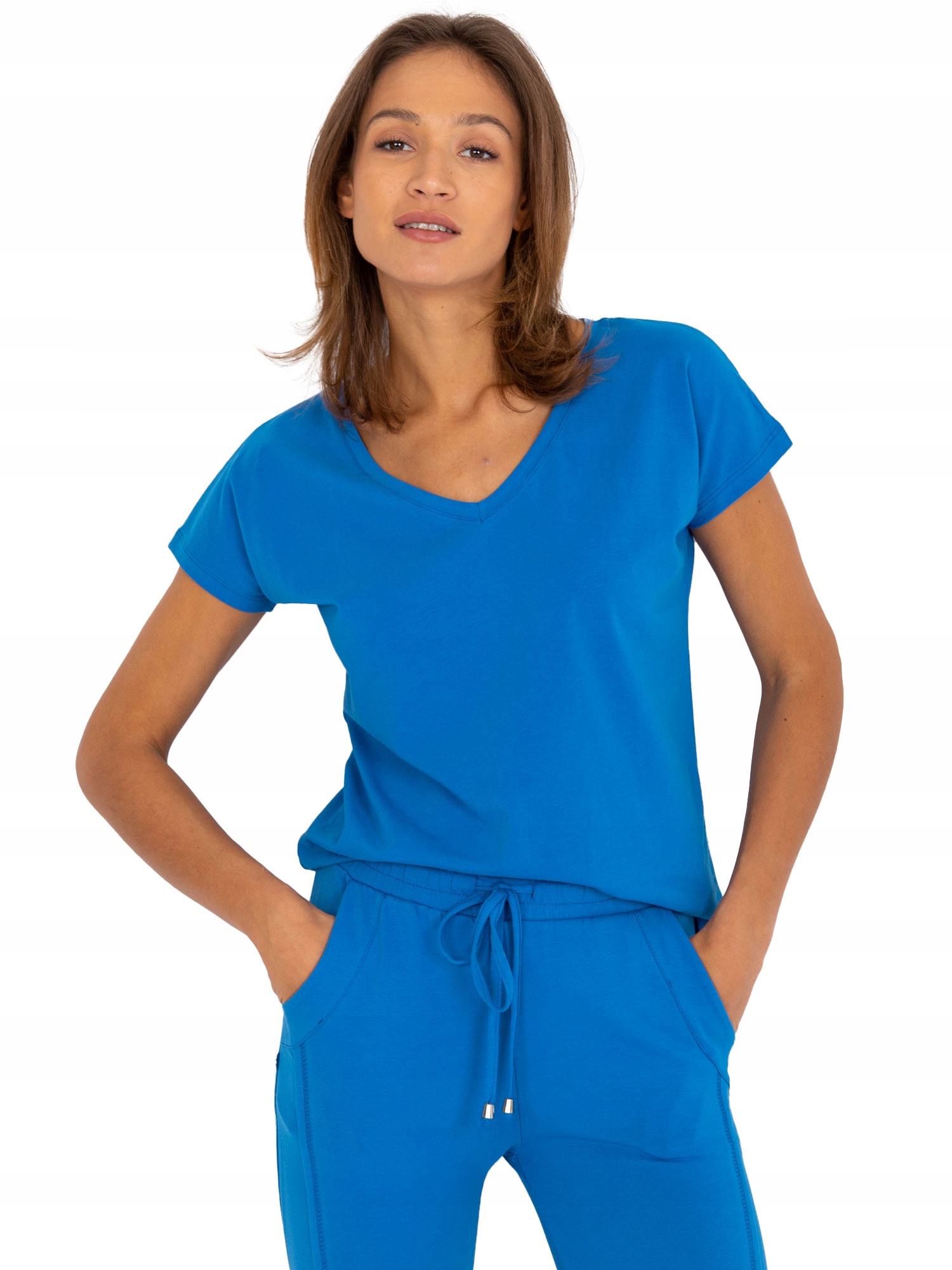 

T-shirt Damski Koszulka Bawełniana V-neck Serek