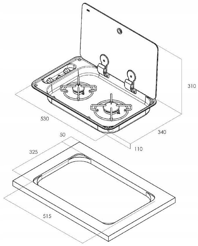 FC1336-P - ГАЗОВАЯ ПЛИТА ДЛЯ УСТАНОВКИ CAMPER CAN FC 1336-P