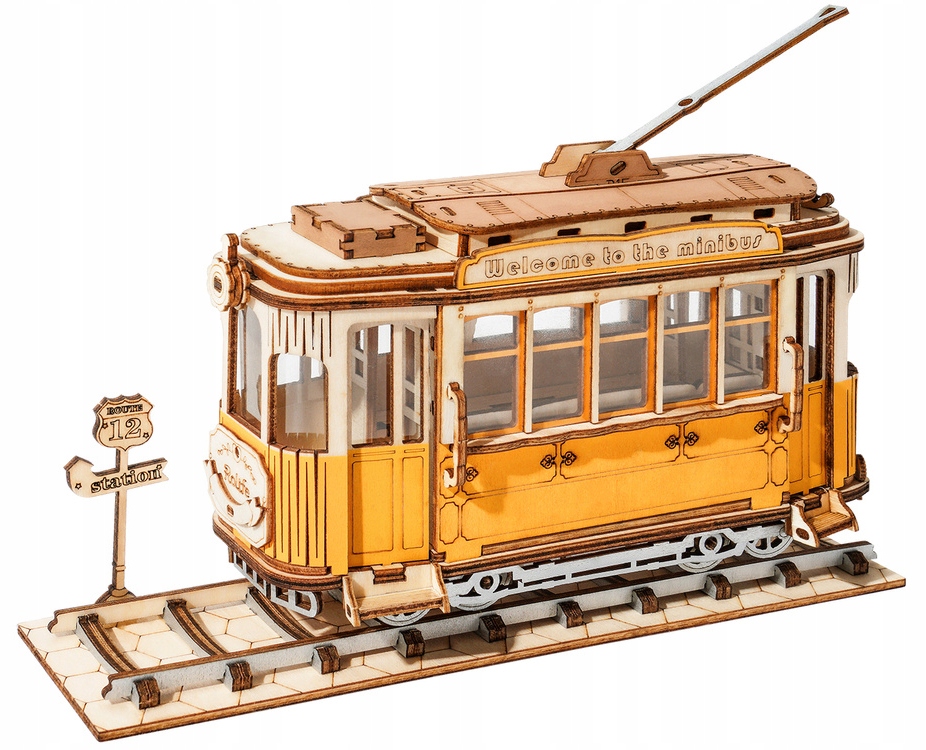 

Robotime Tramwaj Drewniane Puzzle model 3D TG505