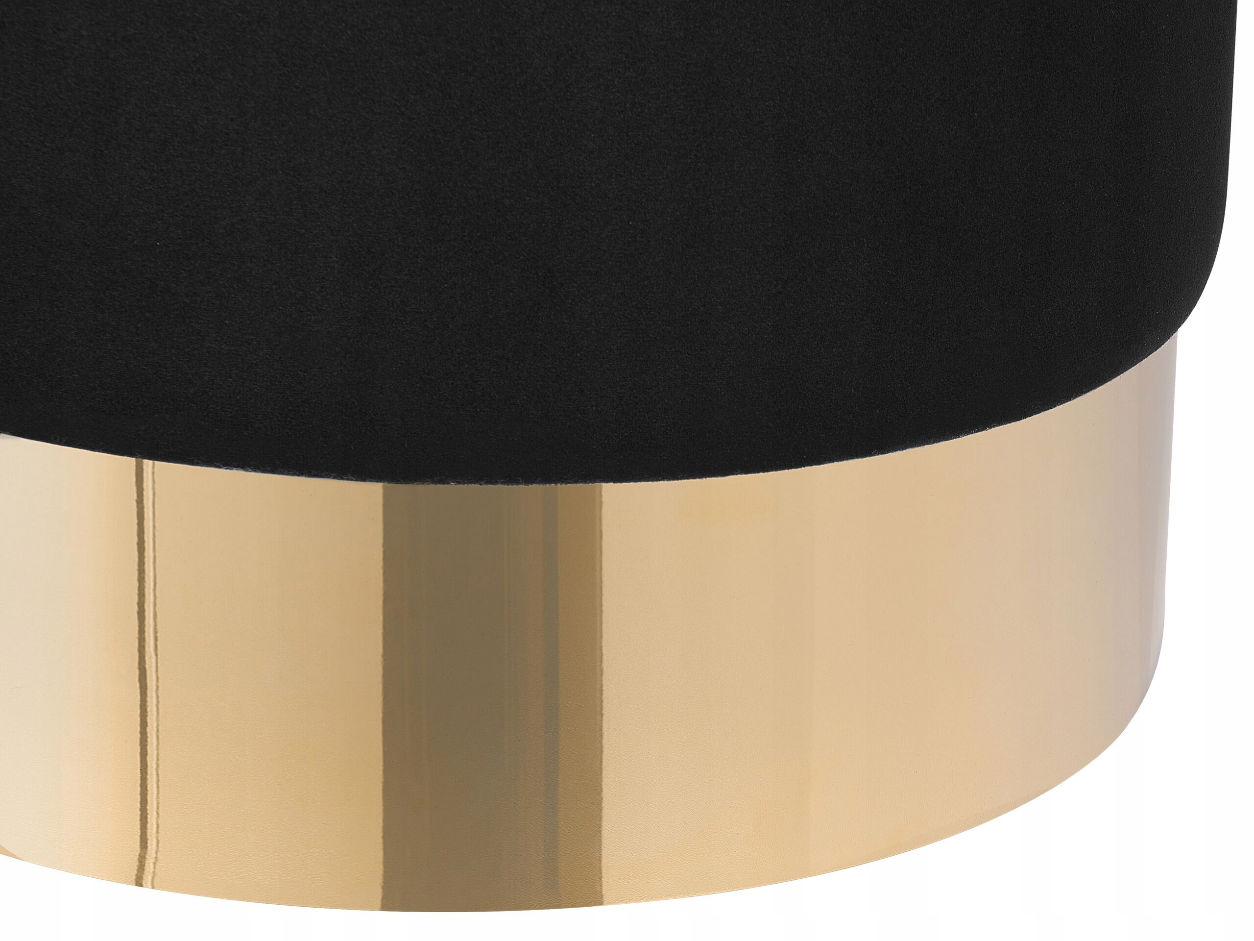 Puf podnóżek welurowy czarny ze złotym Wysokość mebla 40 cm