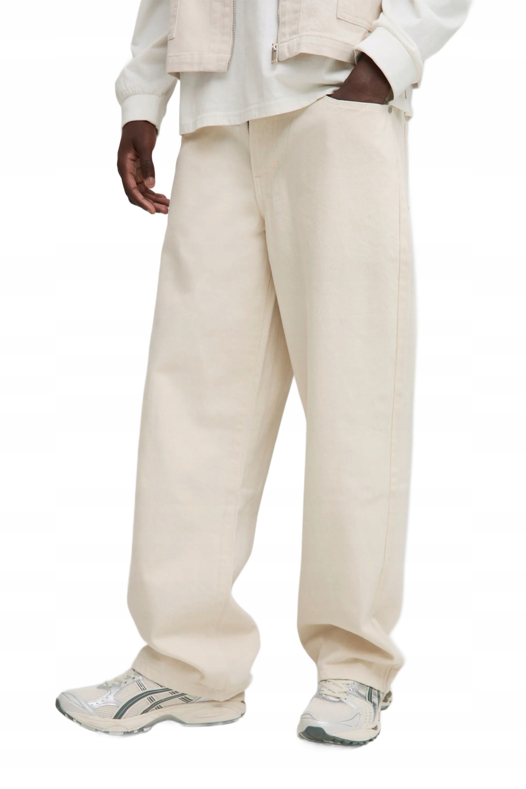 Boohooman Volné Pánské Krémové Džíny Bez Doplňků, Dlouhé 32 Z3A