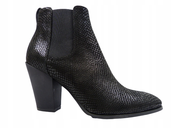 černé kotníkové boty, elegantní dámské boty na podpatku, stabilní Sala 38