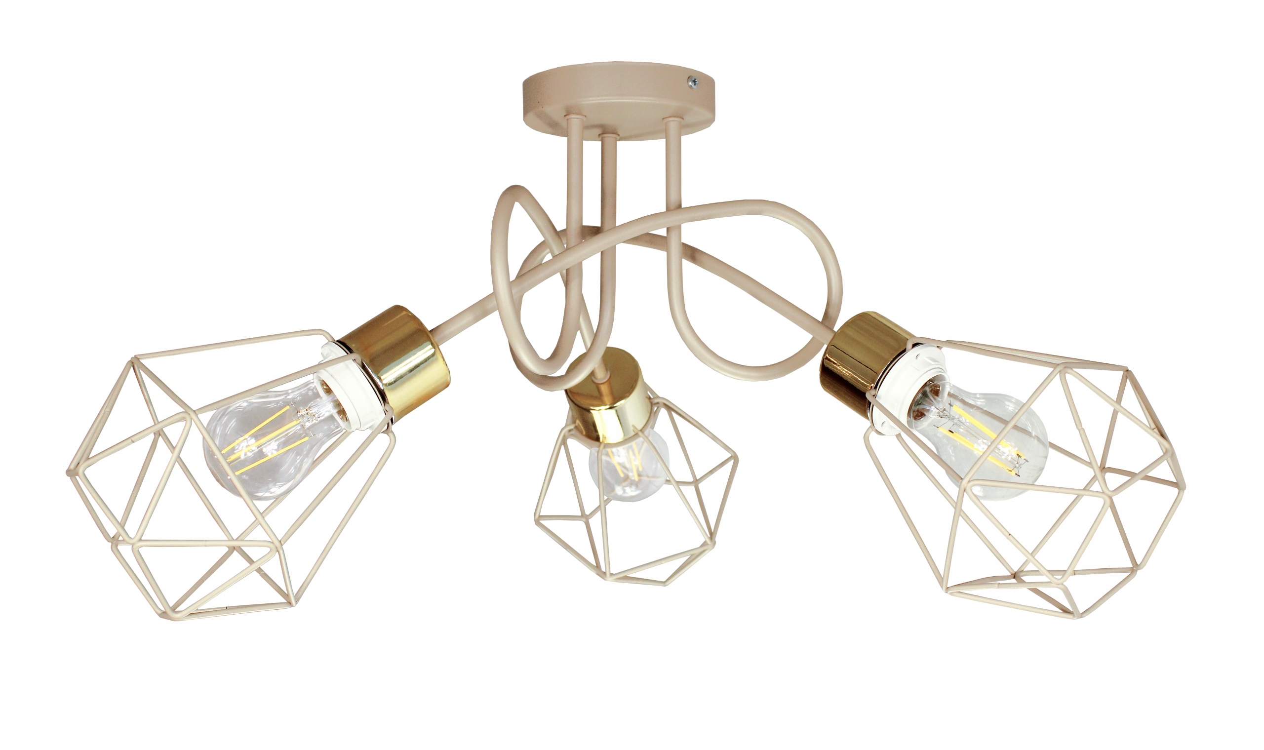 závěsné stropní svítidlo Edison Loft béžová zlatá Led stropní lampa