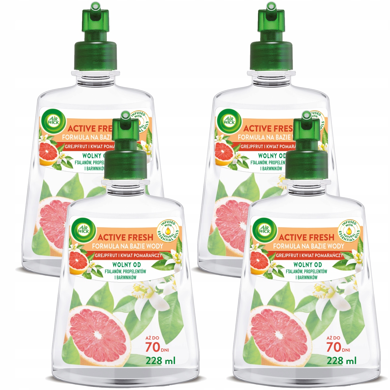 Levně Air Wick Active Fresh Náplň Do Osvěžovače Grapefruitu Pomerančový Květ 4X228 ML