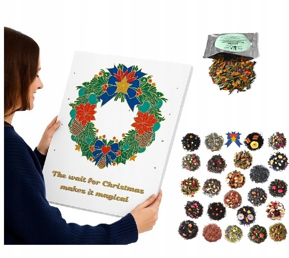 Adventní Kalendář s sypanými čaji Premium v sáčcích 24 příchutí mix