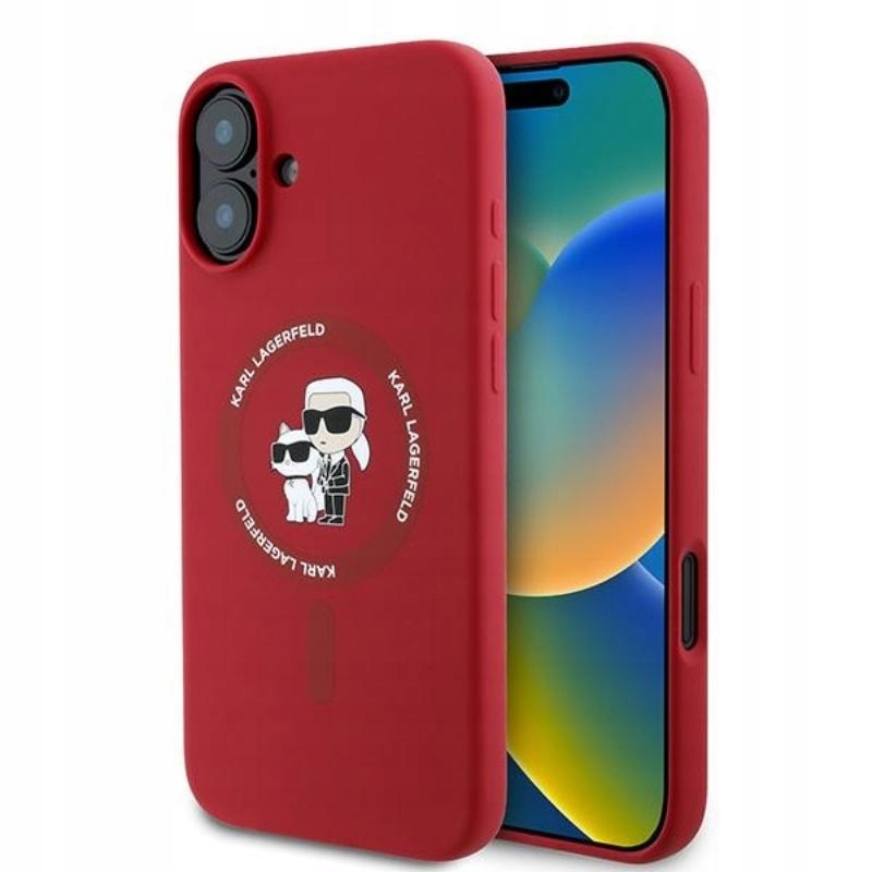 Pouzdro Karl Lagerfeld pro iPhone 16 Plus MagSafe Silikonové Módní Červené