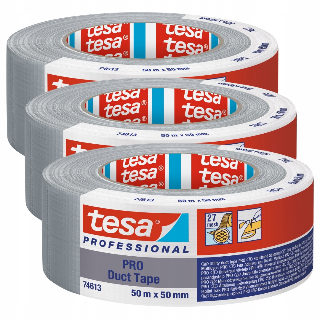 Tesa Duct Tape Vodotěsná textilní opravná páska stříbrná 50 m x 50 mm x3