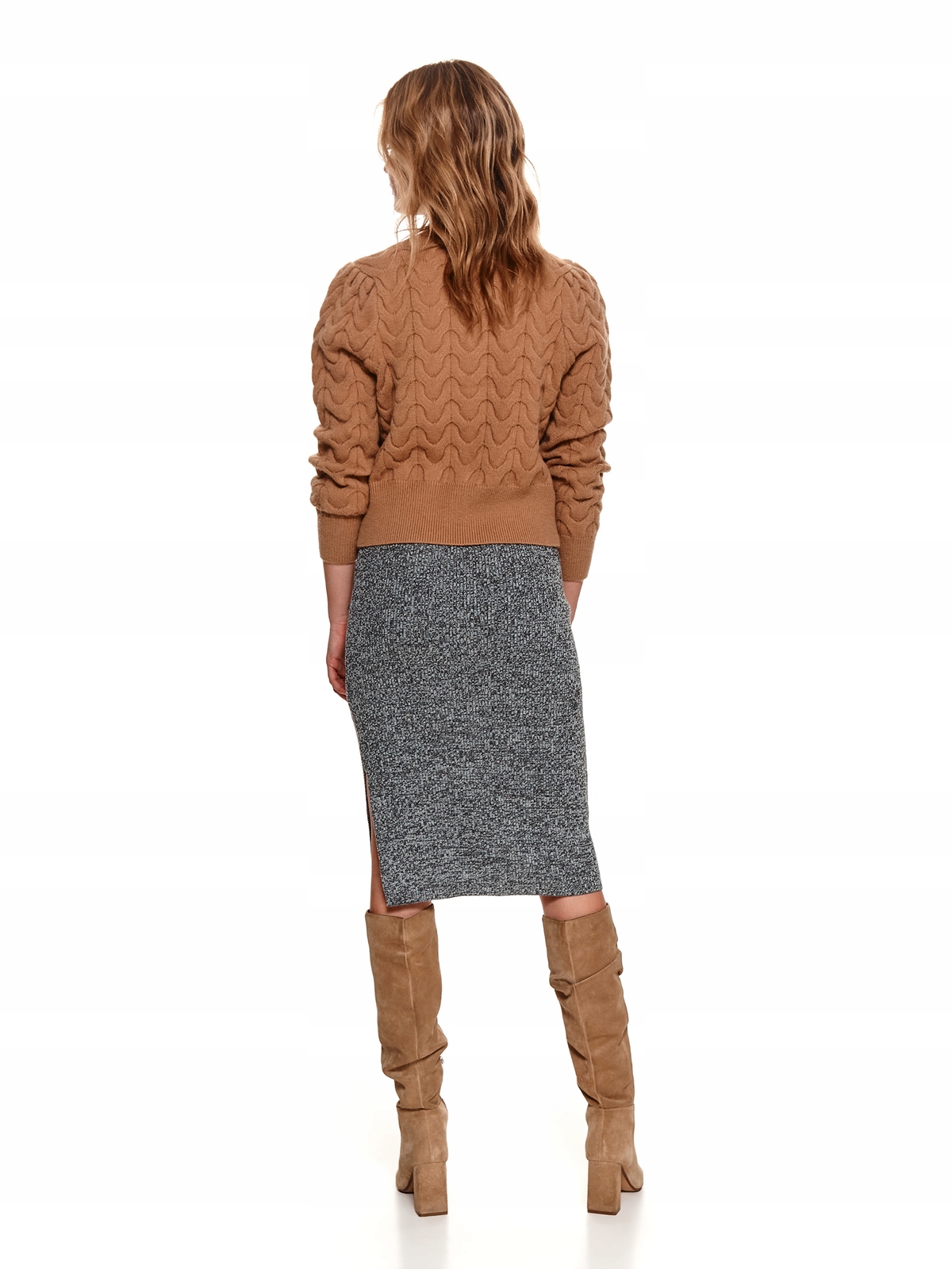 K14588 TOP SECRET DZIANINOWA OŁÓWKOWA SPÓDNICA _36 Wzór dominujący melanż