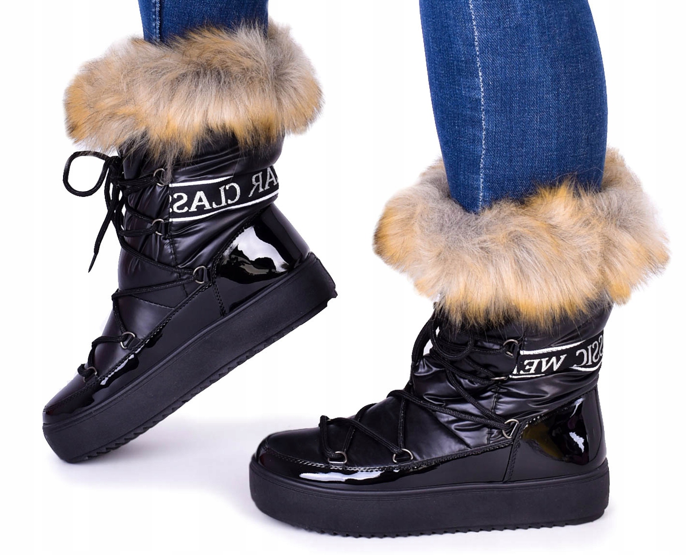 DAMSKIE KOZAKI ZIMOWE BUTY OCIEPLONE FUTERKO MOON