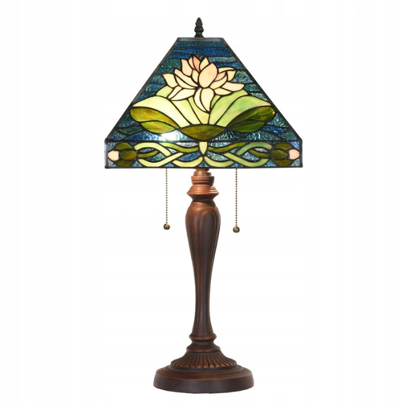 Modrá stolová lampa Tiffany s leknom 31x31x61 cm