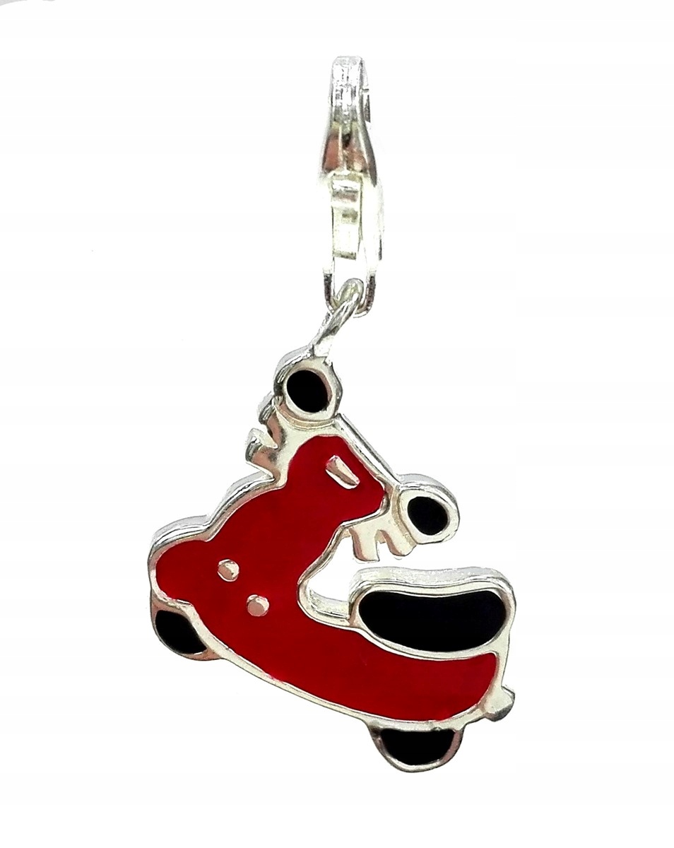 

Charms zawieszka srebrna motor czerwony srebro