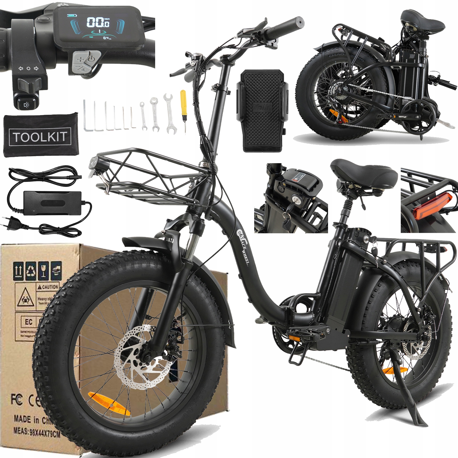 Cmacewheel Y20 Elektrické skládací vozidlo 750W 48V 18AH 42KM/H 65KM 20*4"