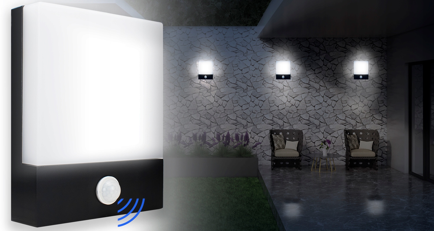 CZARNY KINKIET LAMPA LED ZEWNĘTRZNA ŚCIENNA ELEWACYJNA CZUJNIK RUCHU IP65 Stan opakowania oryginalne