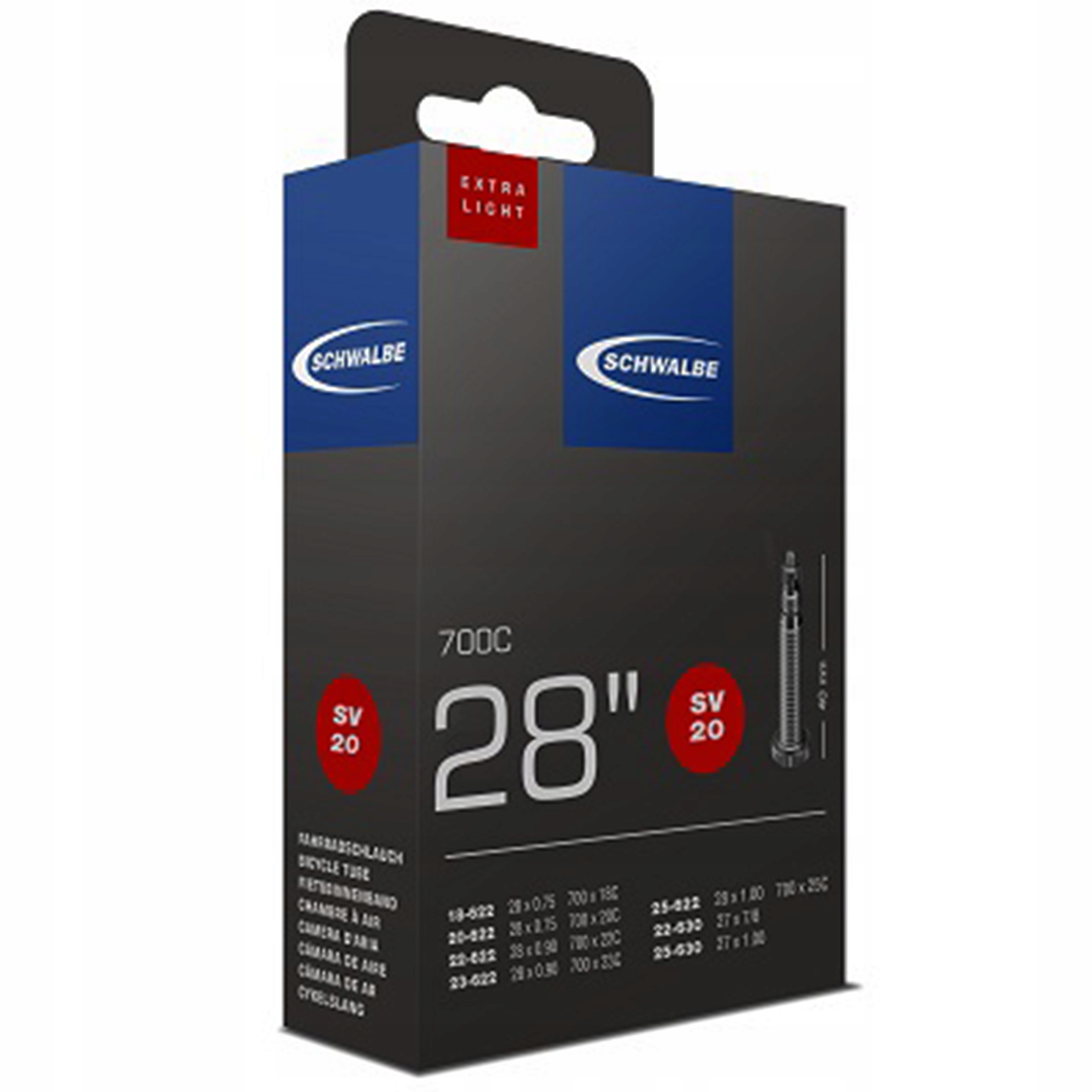 

Dętka Schwalbe 28 700x18/25 Presta Extra Light 65g
