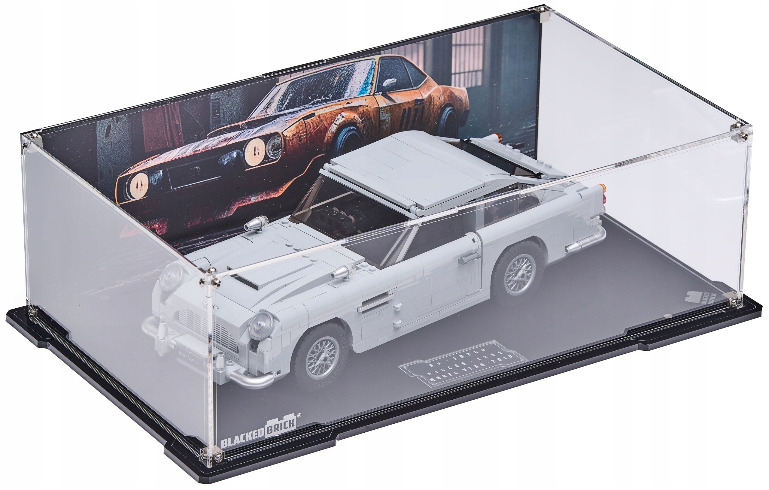 Vitrína s pozadím Blacked Brick pre Lego 10262 Creator Expert Aston Martin DB5