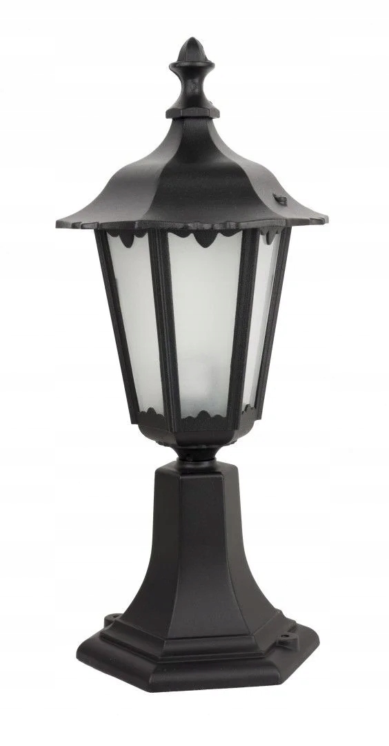 Stojací zahradní lampa soklová černá skleněná klasická 45 cm Su-ma