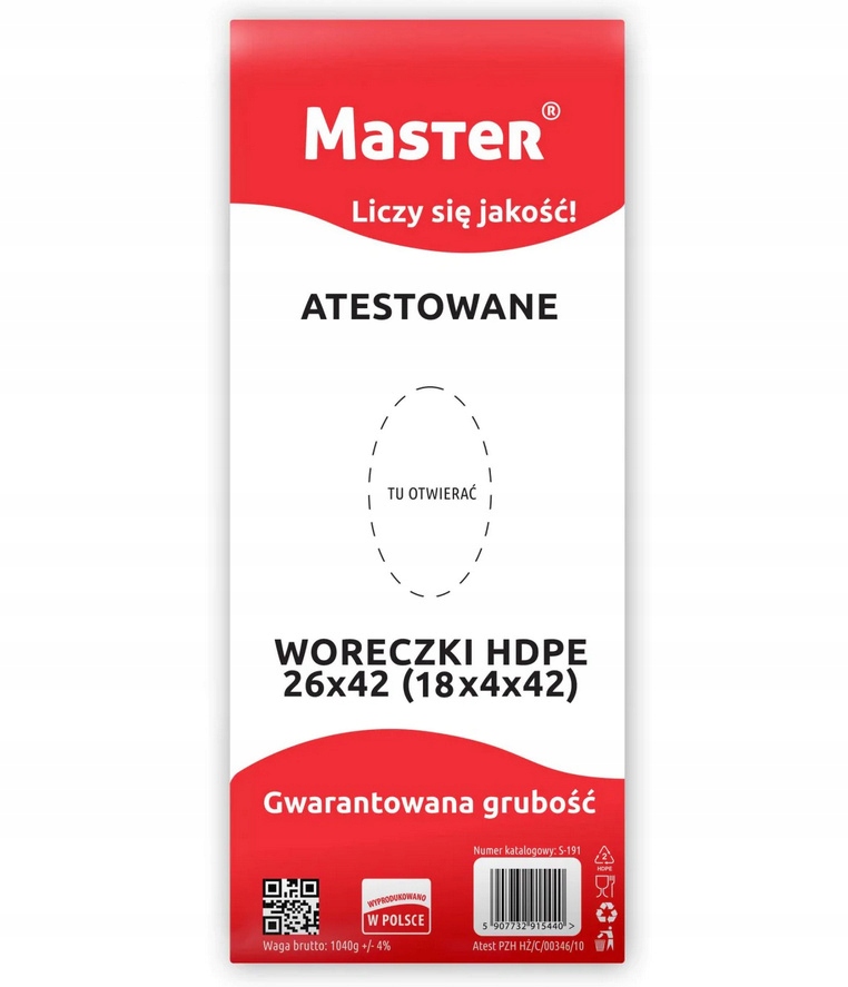 

Woreczki worki Hdpe 26x45 (18x4x45) cm Atestowane