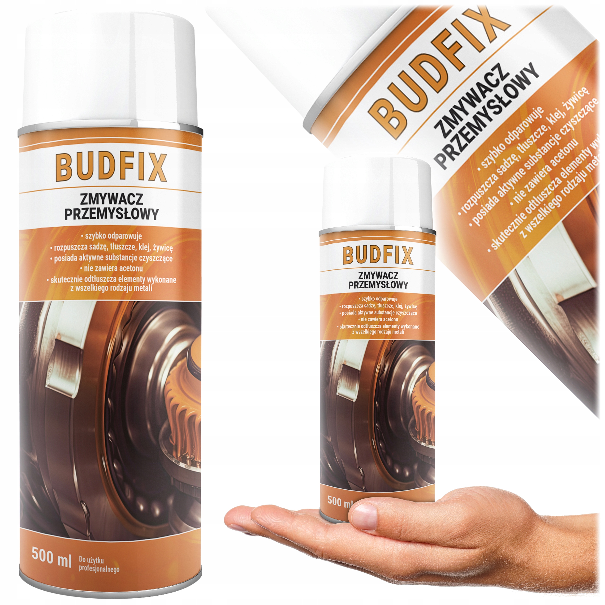 Zmywacz Odtłuszczacz Bez Acetonu Plastik Guma Maszyny Przemysł Spray 500ml