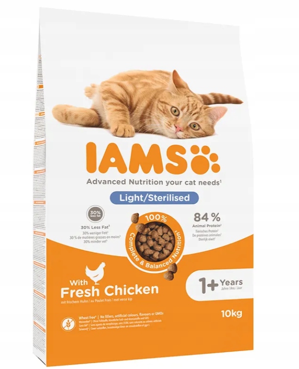 Sucha karma Iams dla kotów sterylizowanych 1+ kurczak 10 kg
