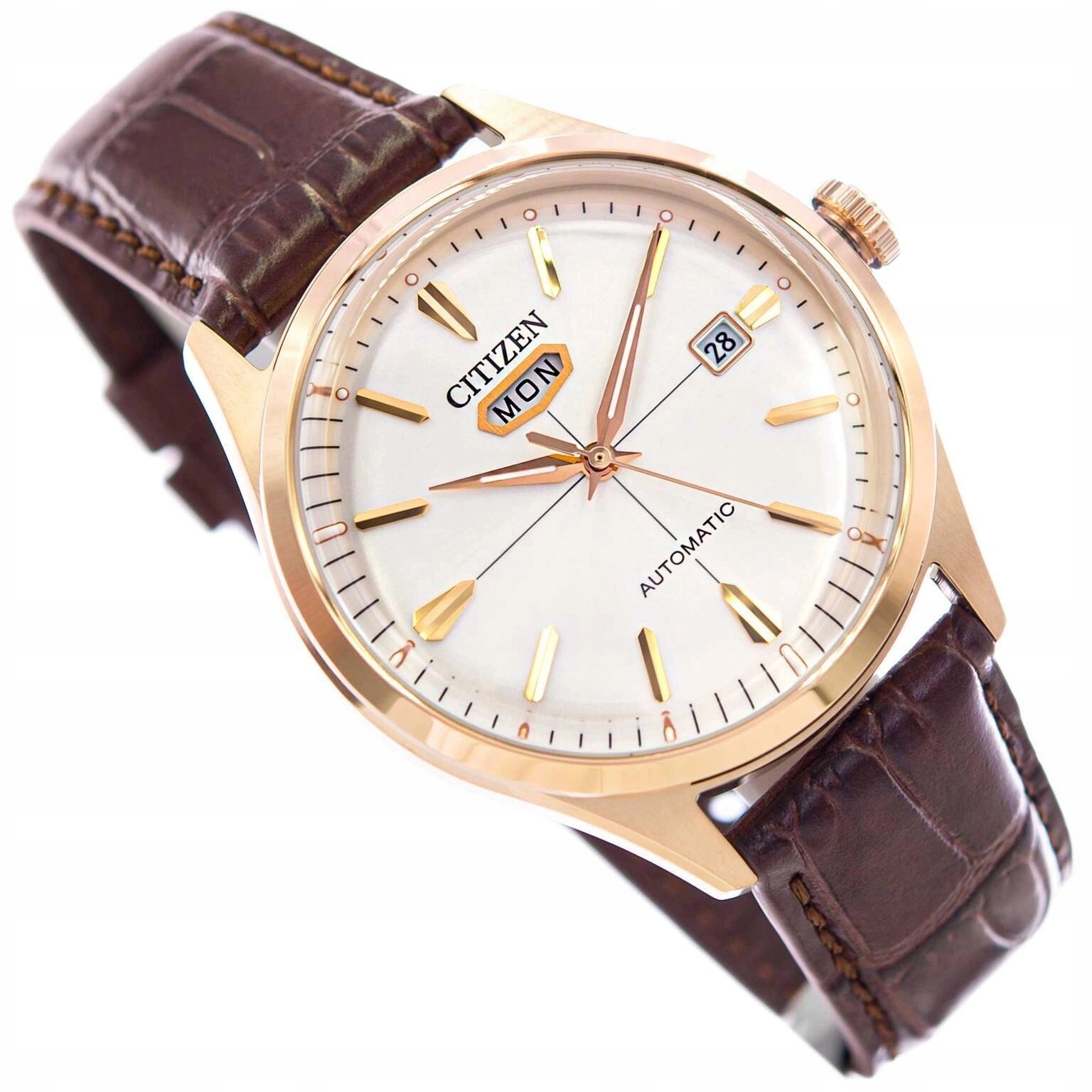 Pánské Hodinky Citizen NH8393-05A Automatický Kožený Řemínek Datumovka