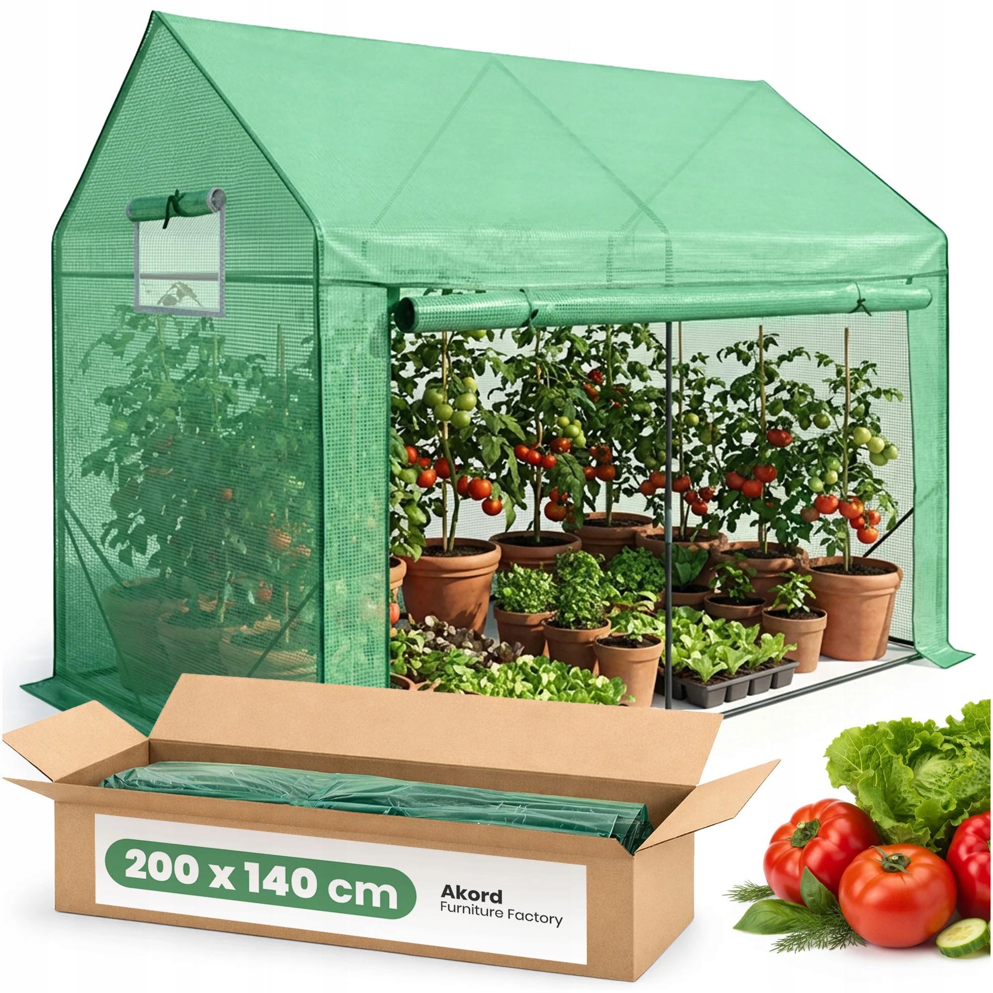 Fóliový skleník Domek Zelený 200x140x200 cm 1 dveře 2 okna